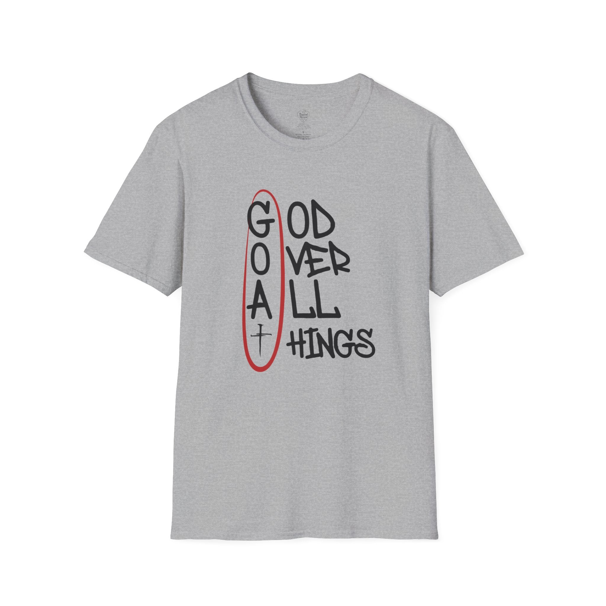 God Over All Things Christian T-Shirt — Goat Design 3 Sport Grey