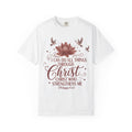 Feminine Floral “I Can Do All Things Through Christ” Christian Tee White