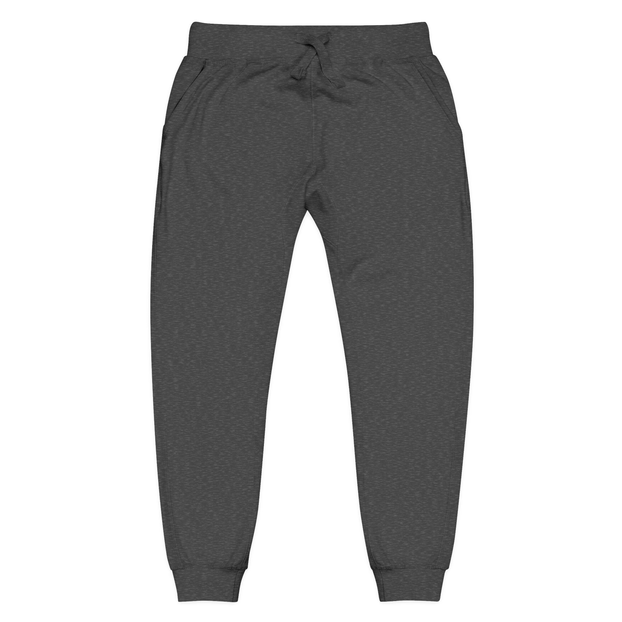 Embroidered Cross Sweatpants — Unisex Fleece Joggers Charcoal Heather