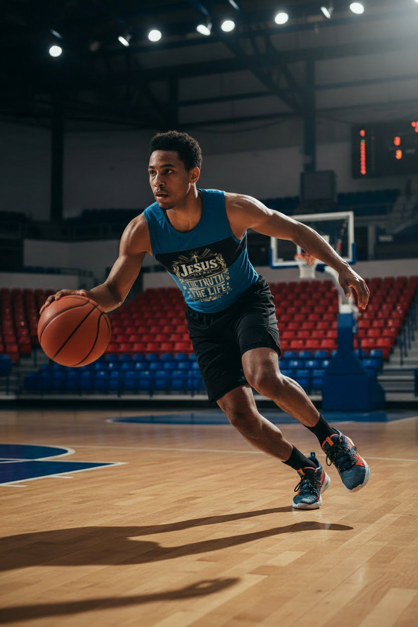 Christian T-Shirt — "Jesus the Way the Truth the Life" Faith Tee Dark Heather