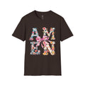 Amen Patchwork Flower Jesus T-Shirt Dark Chocolate