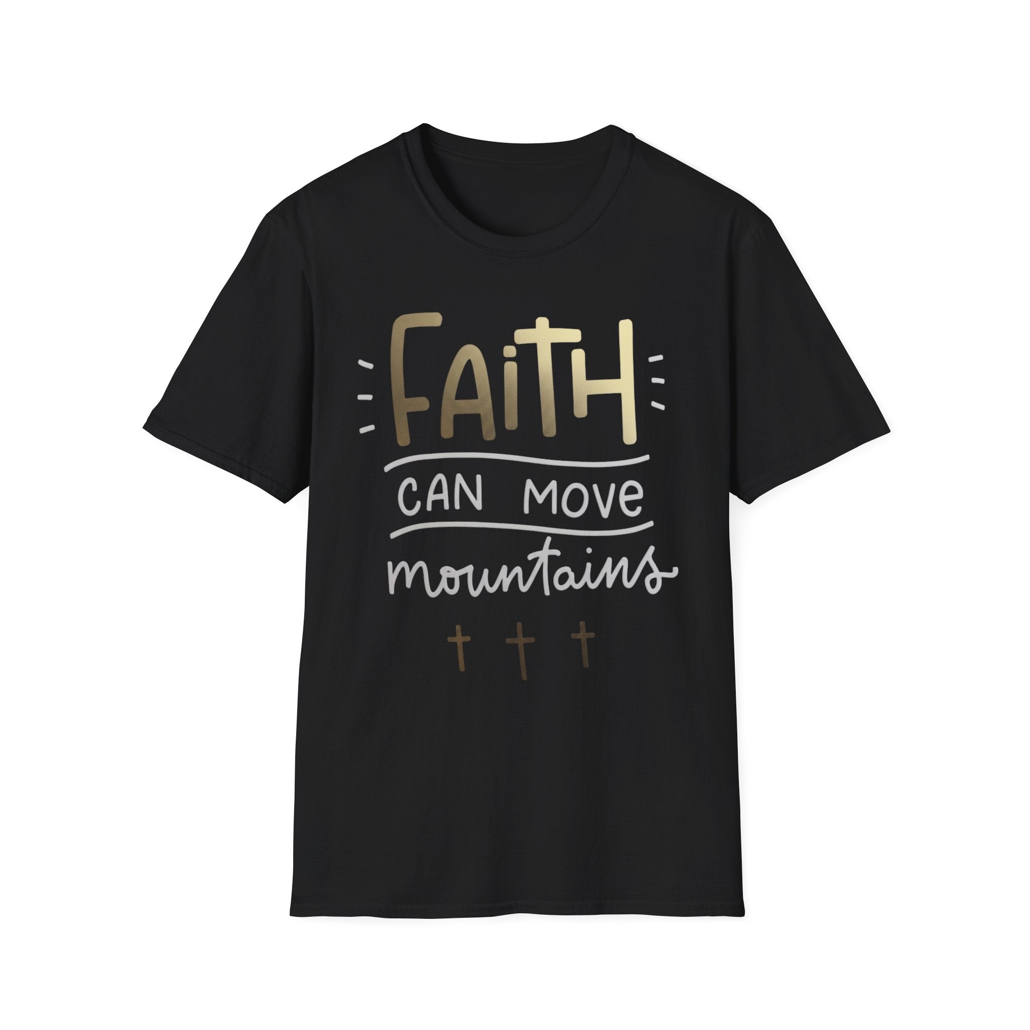 Faith Can Move Mountains T‑Shirt | Christian Scripture Tee Matthew 17:20 Black