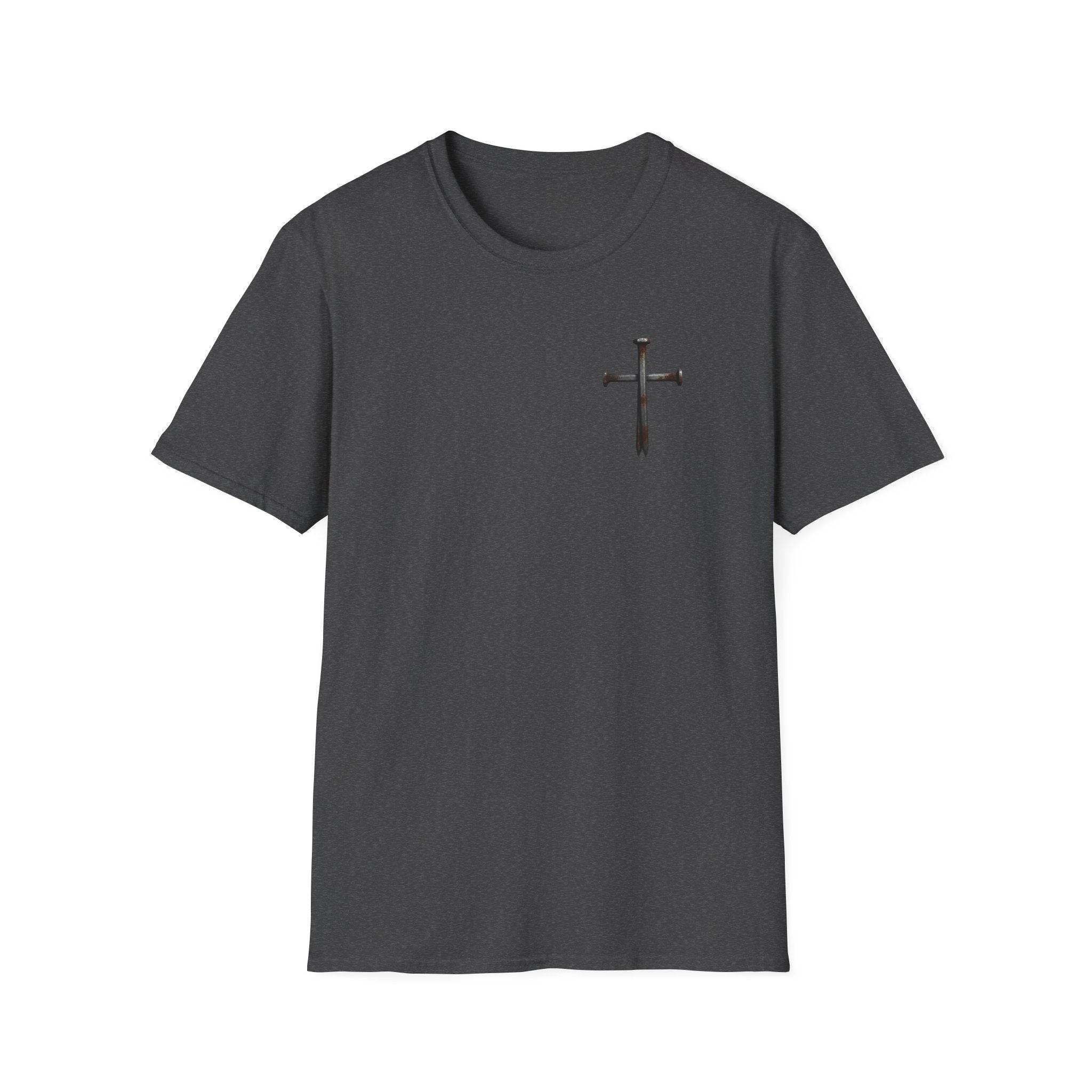 Faith Over Fear Christian T-Shirt with Cross Dark Heather