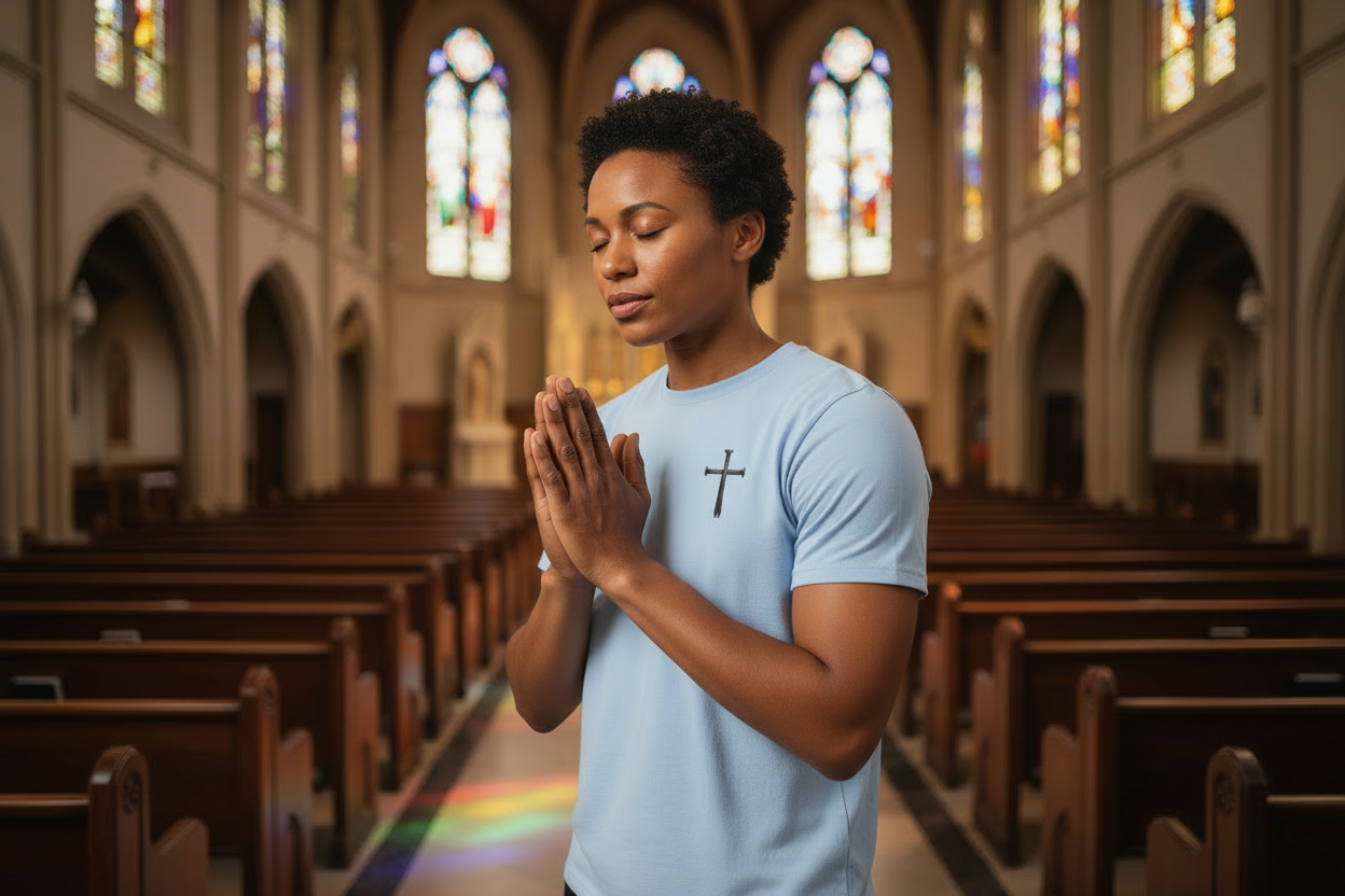 Faith Over Fear Christian T-Shirt with Cross