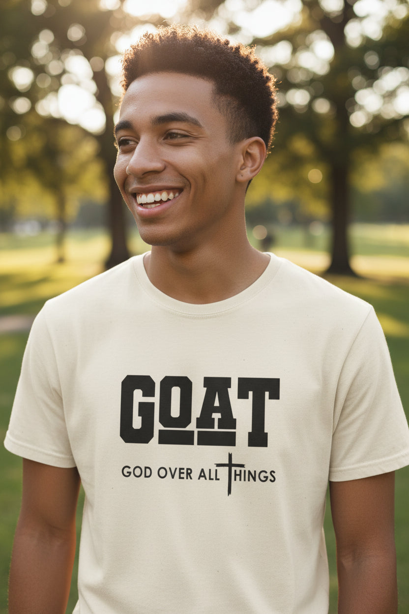 GOAT "God Over All Things" Christian T-Shirt Natural