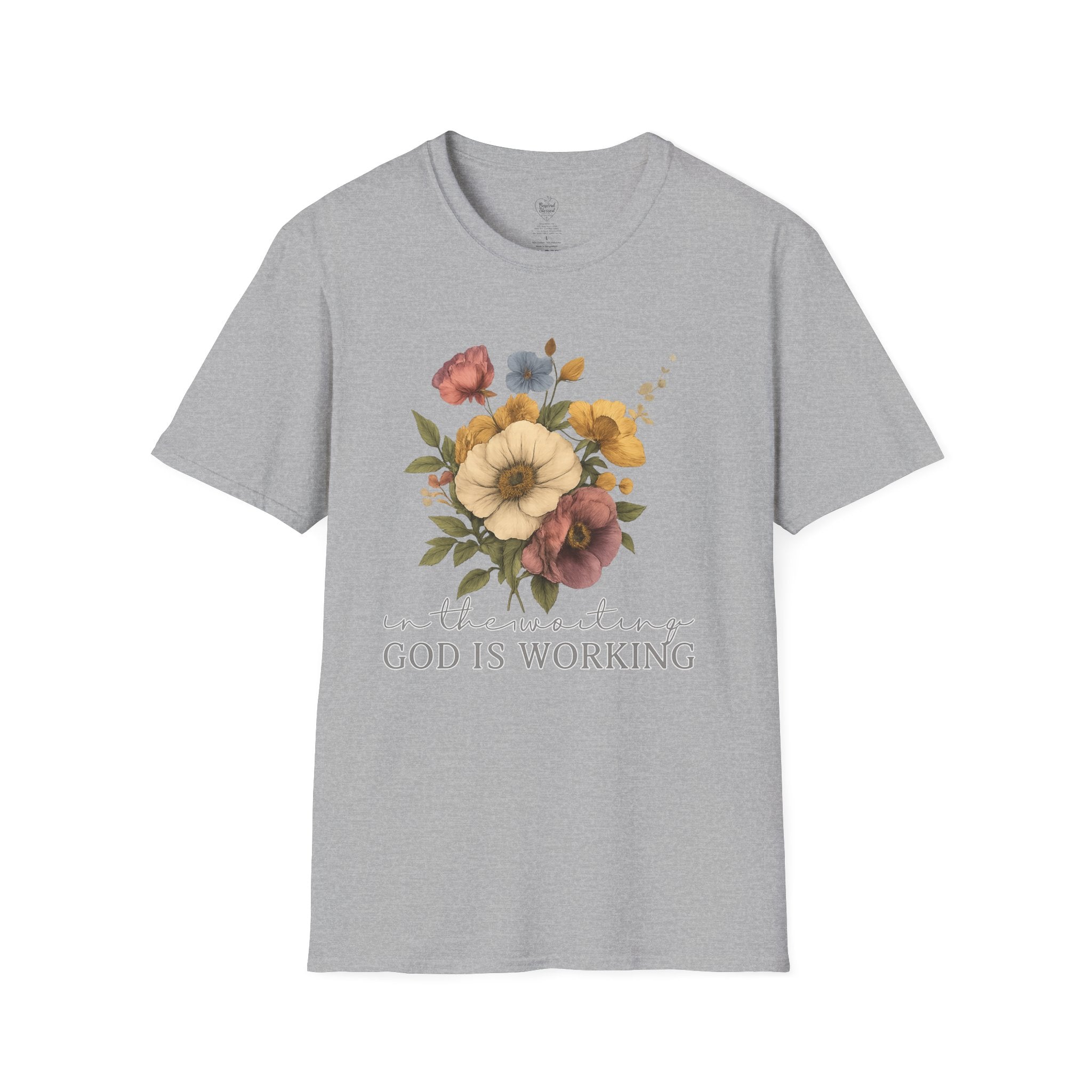 Christian T-Shirt — In the Waiting: God Is Working Sport Grey