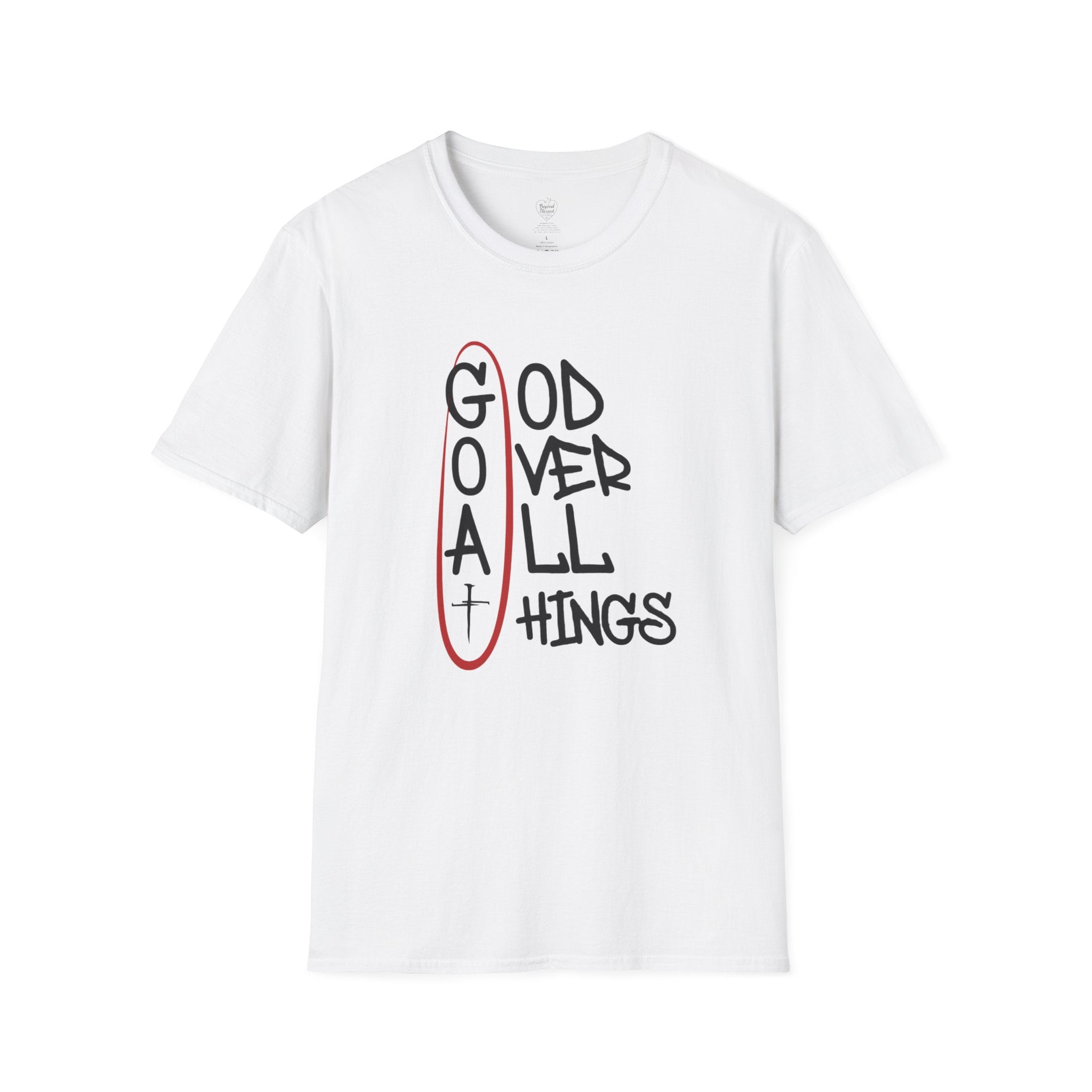 God Over All Things Christian T-Shirt — Goat Design 3 White