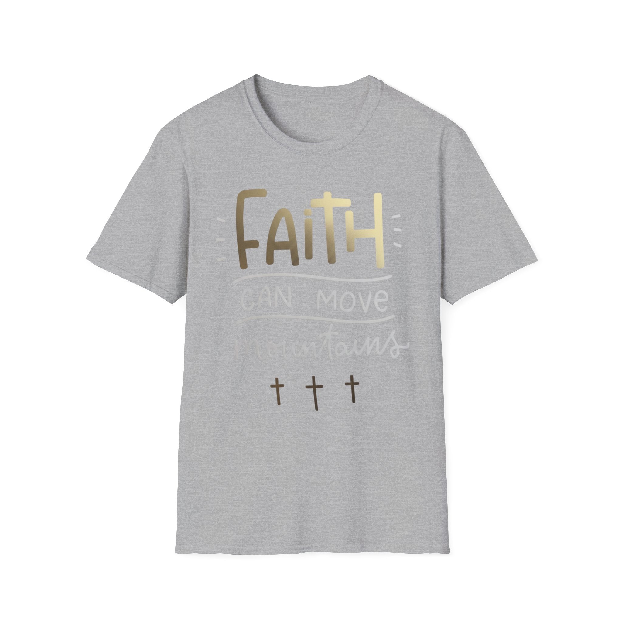 Faith Can Move Mountains T‑Shirt | Christian Scripture Tee Matthew 17:20 Sport Grey