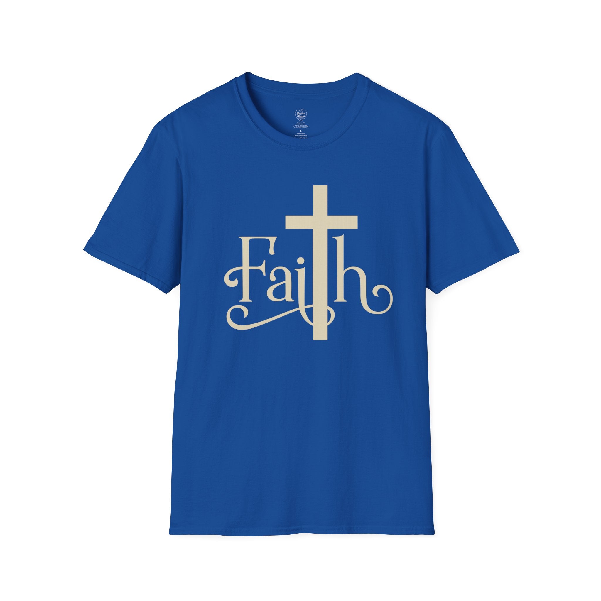 Faith Cross T-Shirt — Elegant Christian Inspirational Tee Royal