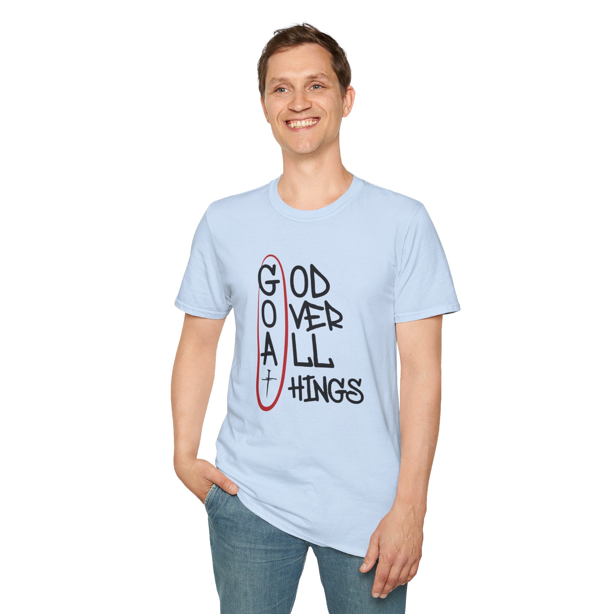 God Over All Things Christian T-Shirt — Goat Design 3