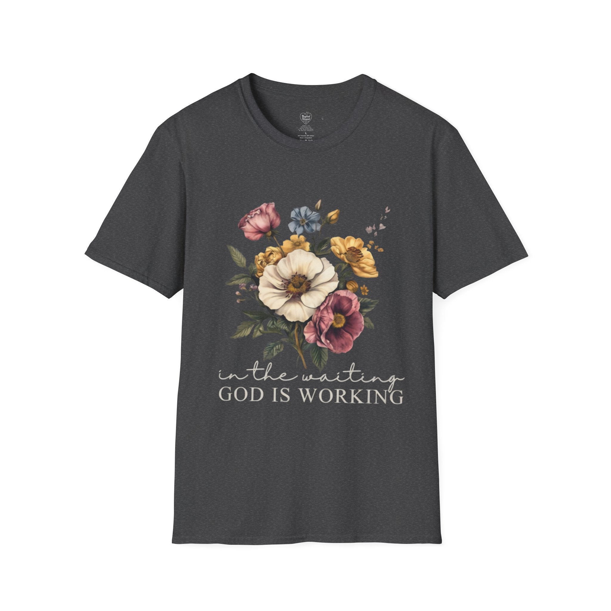Christian T-Shirt — In the Waiting: God Is Working Dark Heather