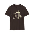 Faith Cross T-Shirt — Elegant Christian Inspirational Tee Dark Chocolate