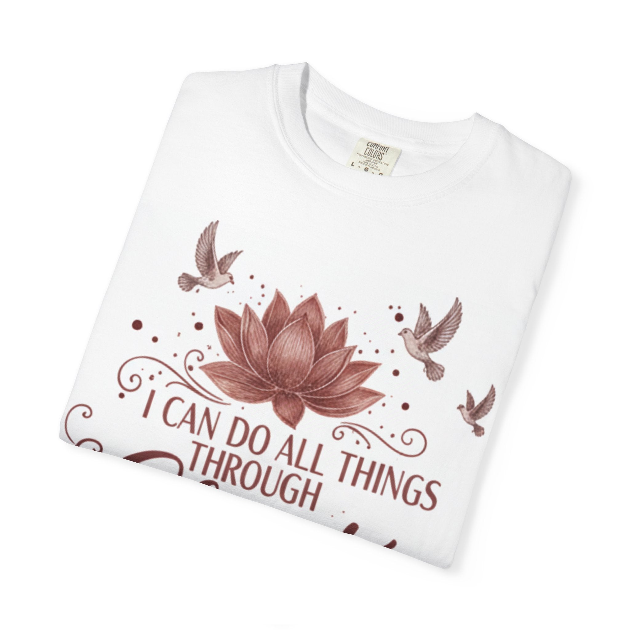 Feminine Floral “I Can Do All Things Through Christ” Christian Tee
