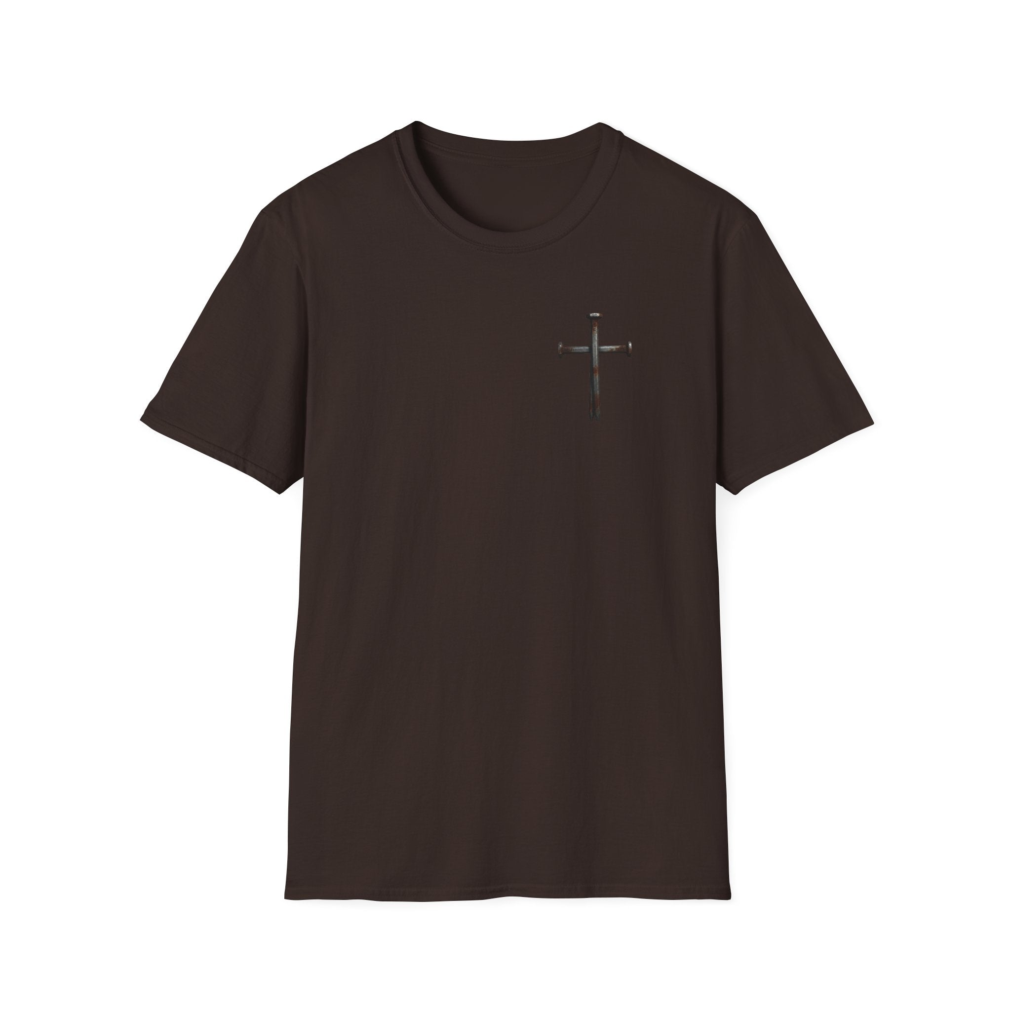 Faith Over Fear Christian T-Shirt with Cross Dark Chocolate