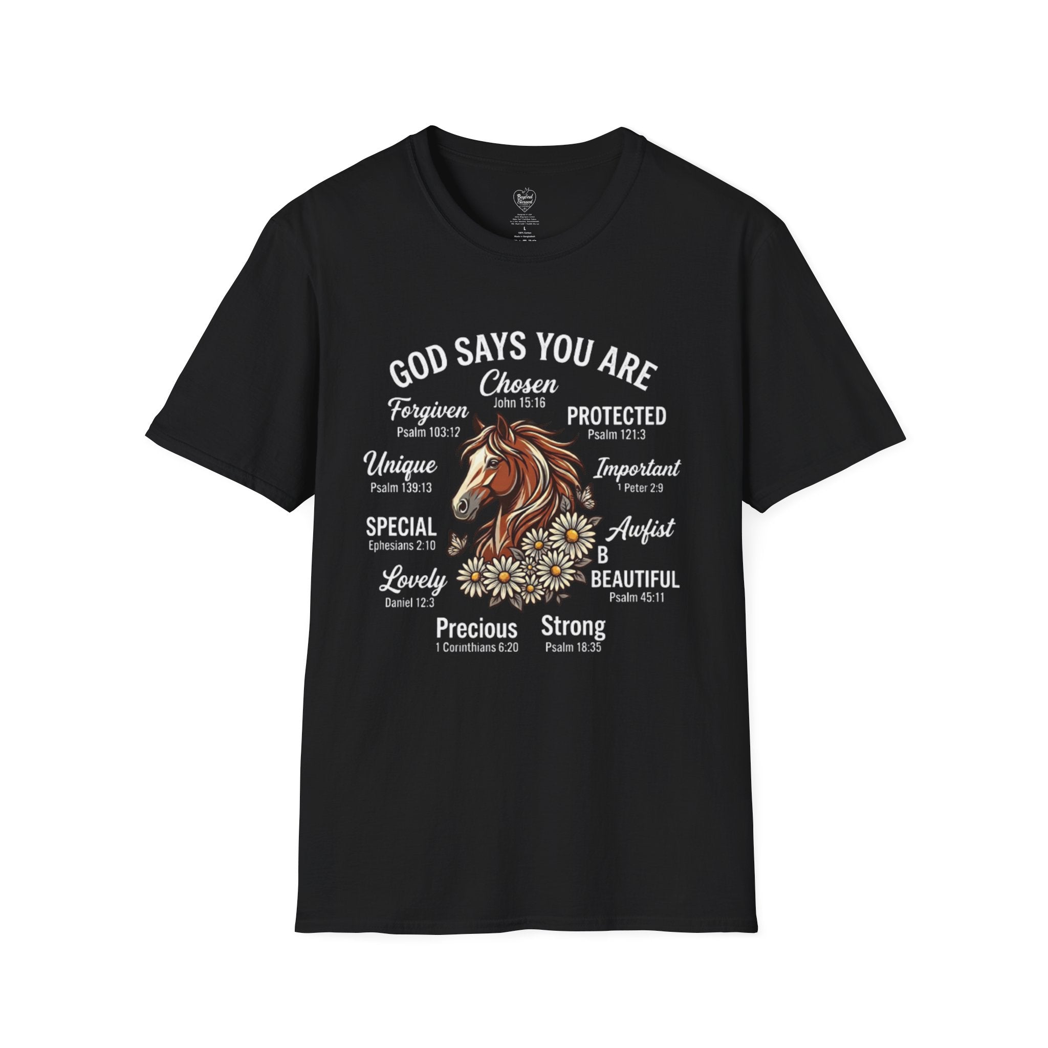 Christian T-Shirt — "God Says You Are" Inspirational Faith Tee Black