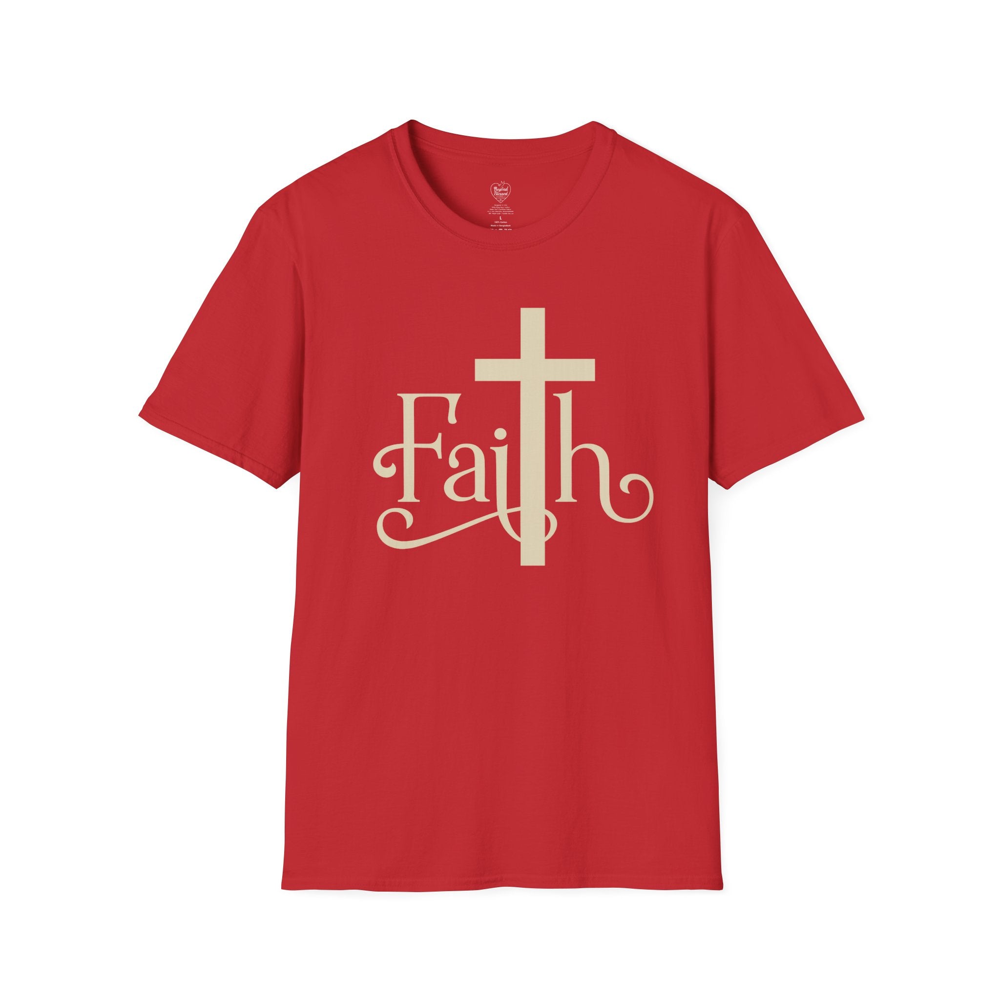 Faith Cross T-Shirt — Elegant Christian Inspirational Tee Red
