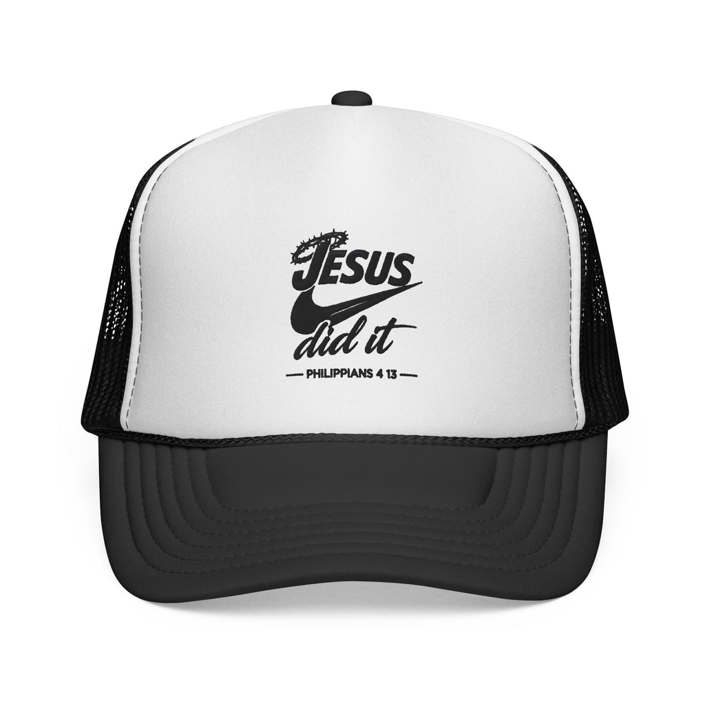 Jesus Did It Embroidered Trucker Cap — Christian Snapback Hat