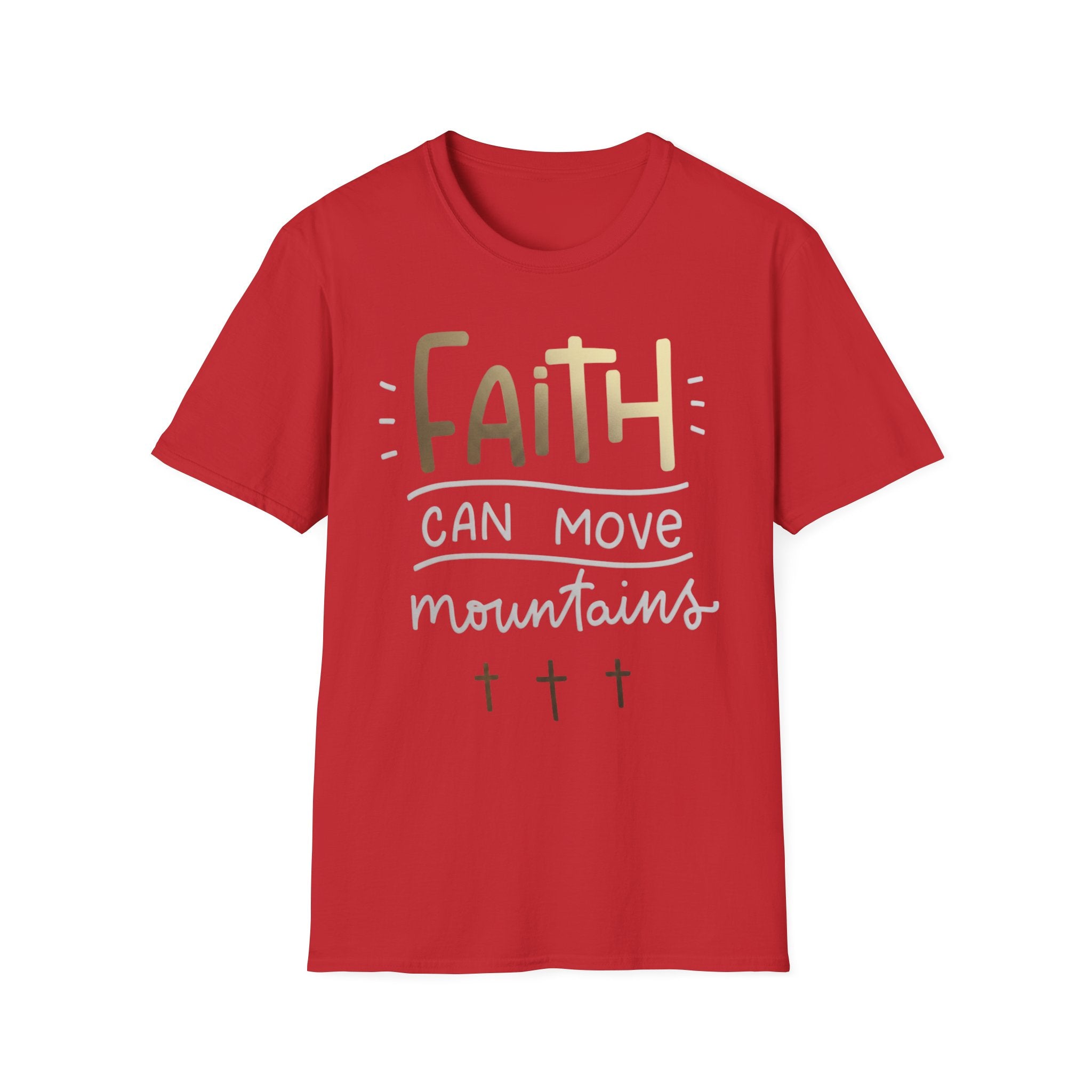 Faith Can Move Mountains T‑Shirt | Christian Scripture Tee Matthew 17:20 Red