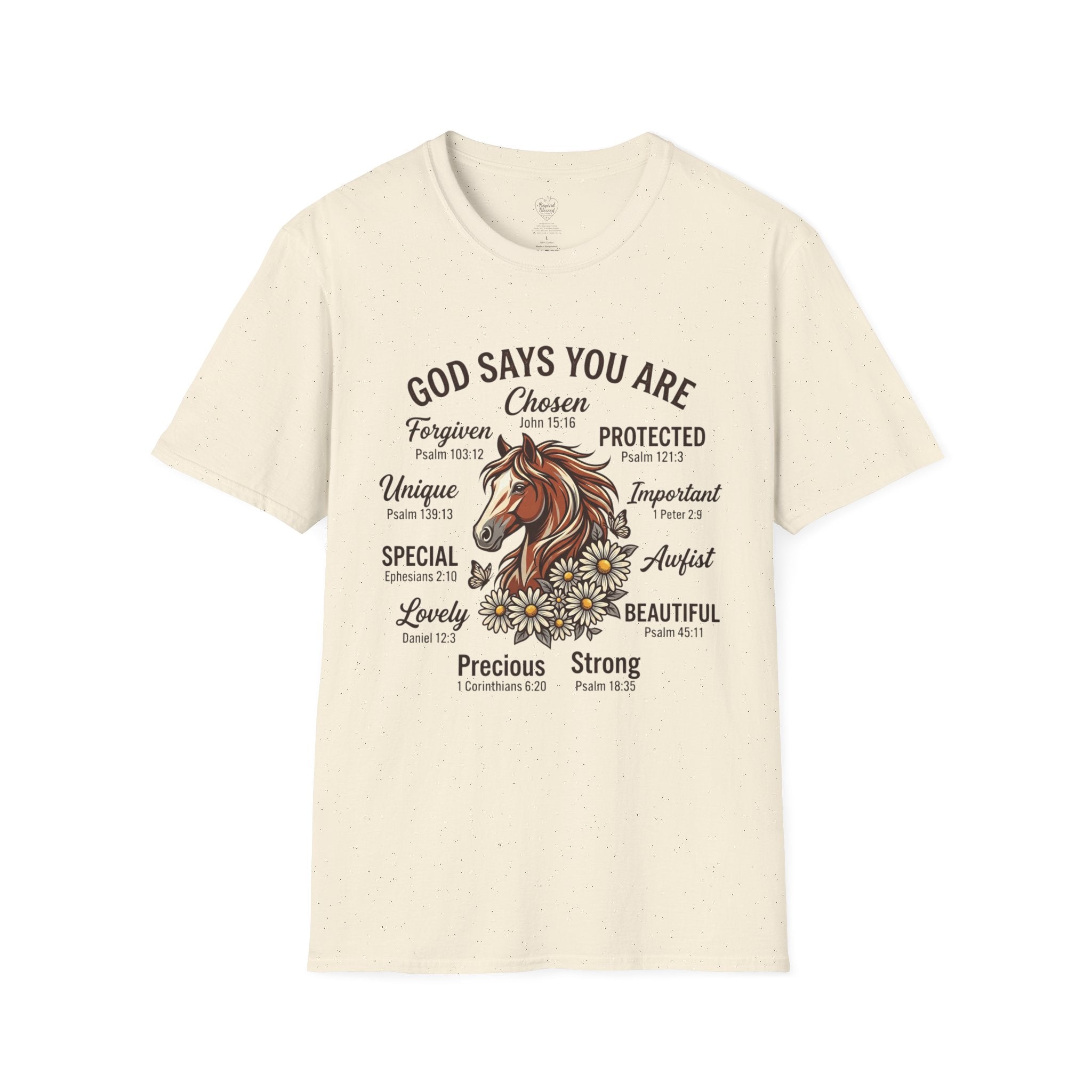 Christian T-Shirt — "God Says You Are" Inspirational Faith Tee Natural