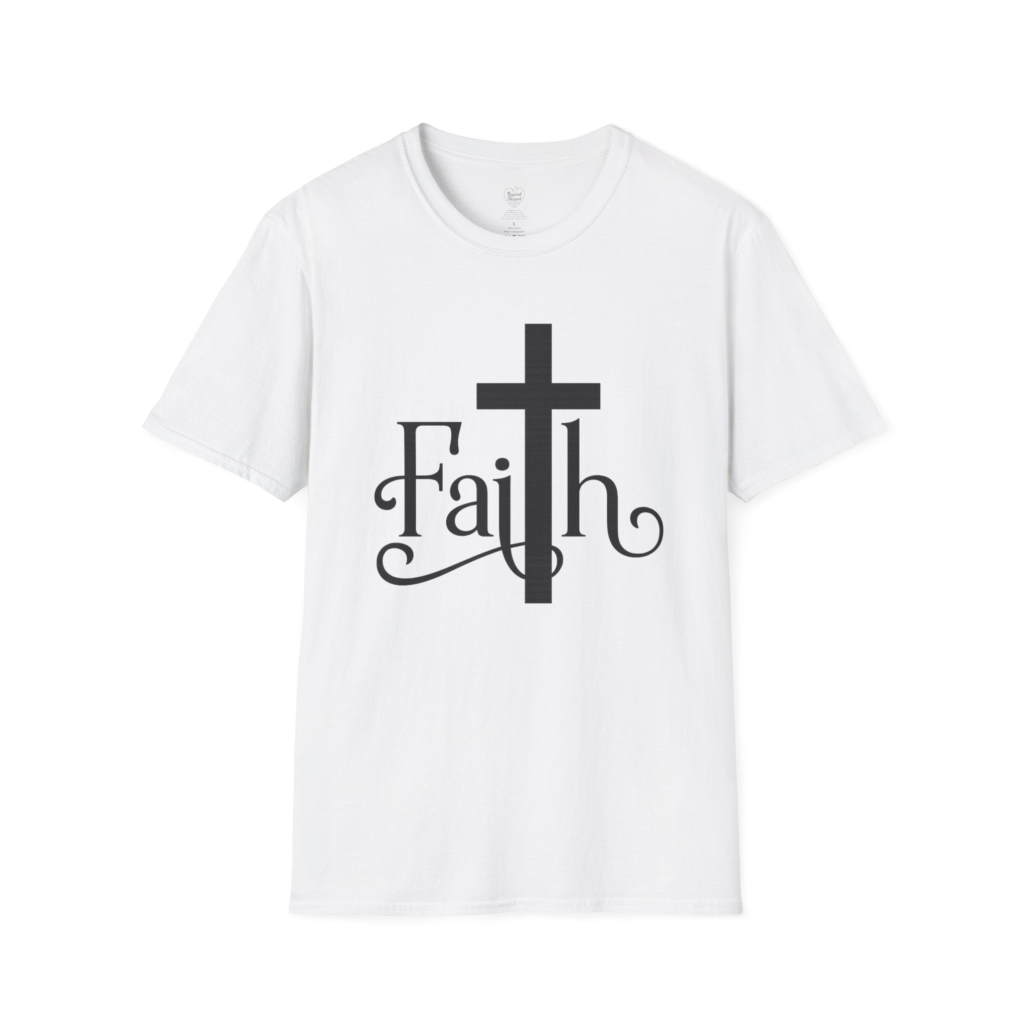 Faith Cross T-Shirt — Elegant Christian Inspirational Tee White