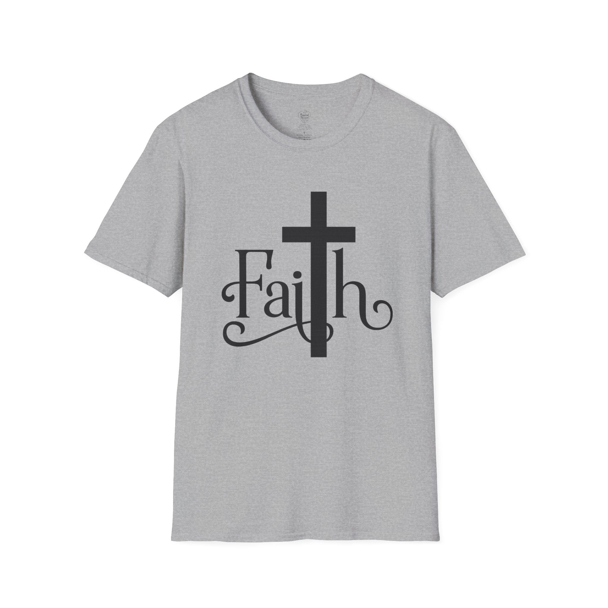 Faith Cross T-Shirt — Elegant Christian Inspirational Tee Sport Grey