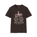Isaiah 'By His Wounds We Are Healed' Cross T-Shirt Dark Chocolate