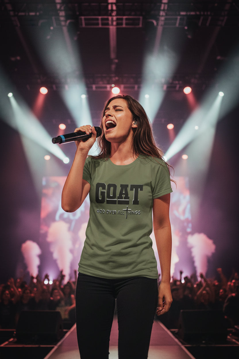 GOAT "God Over All Things" Christian T-Shirt Military Green