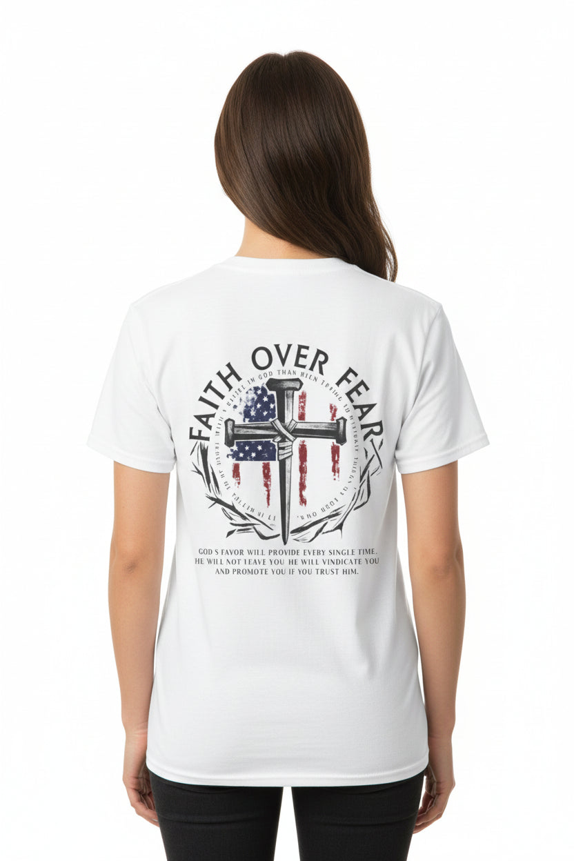 Faith Over Fear Christian T-Shirt with Cross