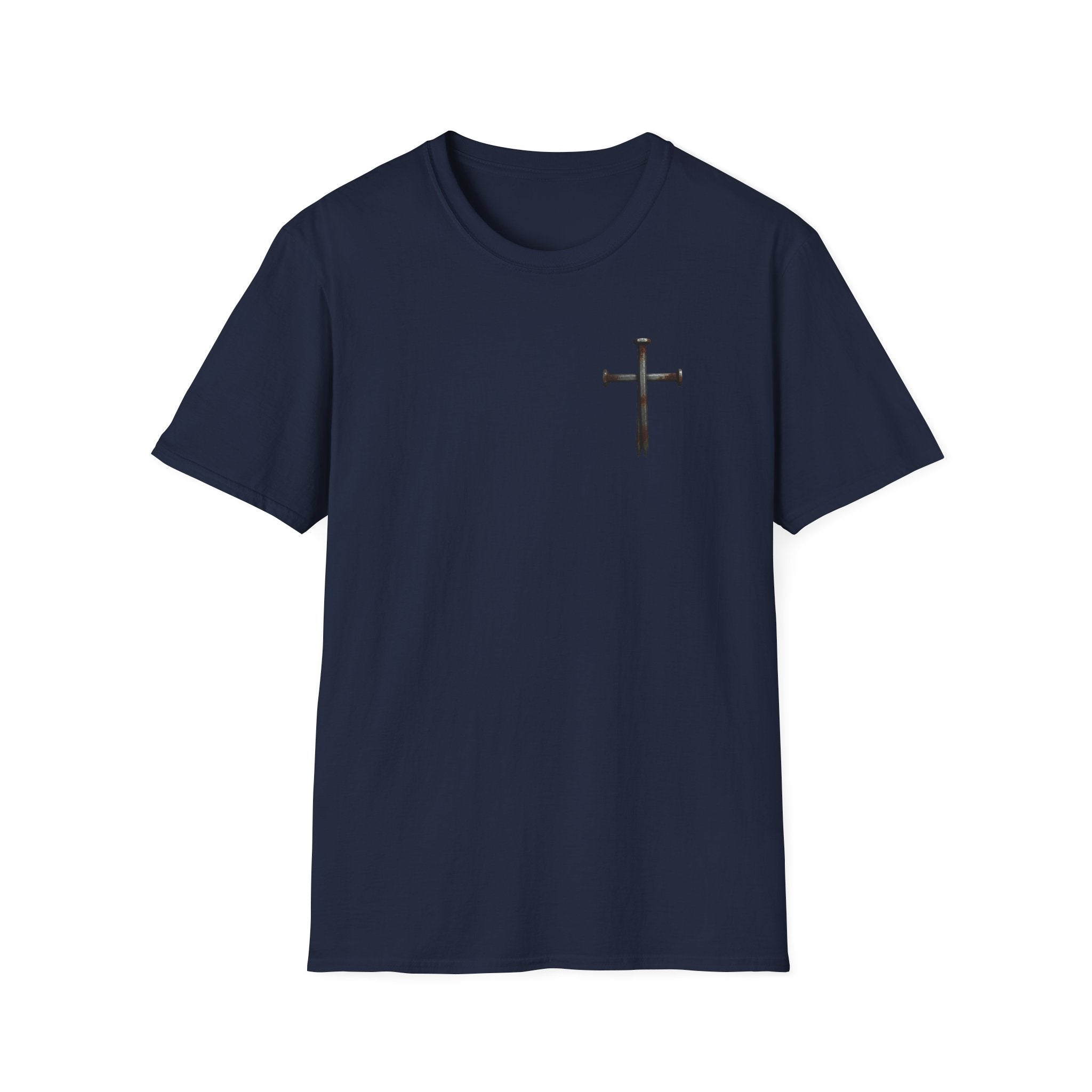 Faith Over Fear Christian T-Shirt with Cross Navy