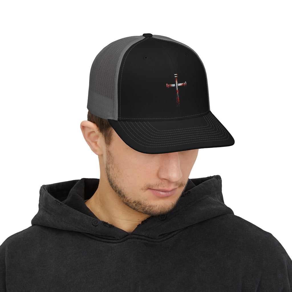 Nail Cross Embroidered Trucker Hat — Christian Snapback Cap