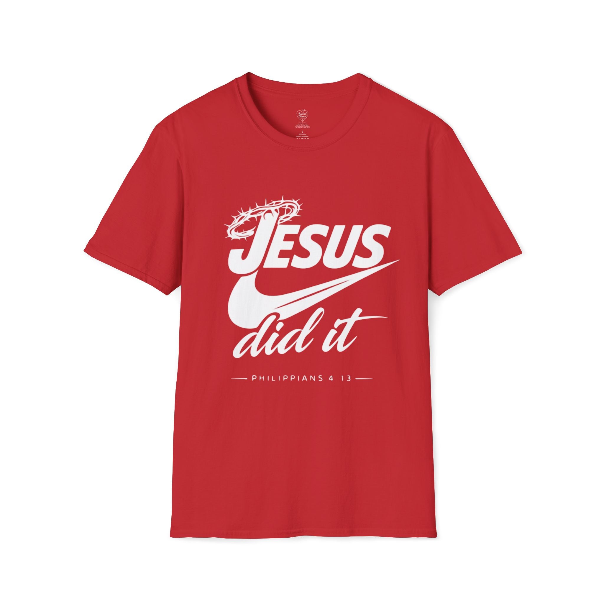 Jesus Did It T-Shirt 2— Philippians 4:13 Crown of Thorns Christian Tee Red