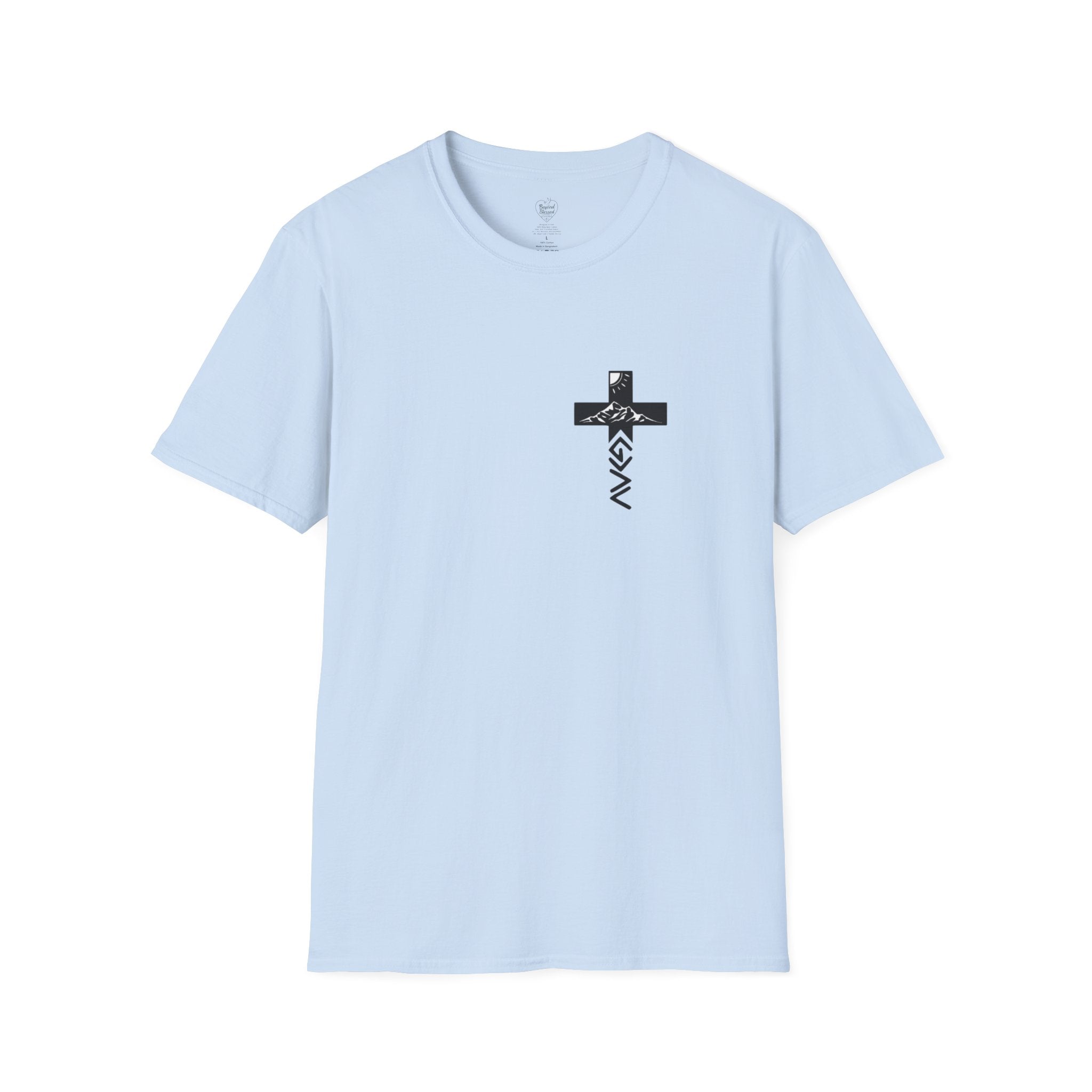 God Is Greater Than the Highs and Lows Christian T‑Shirt | Faith Shirt Light Blue